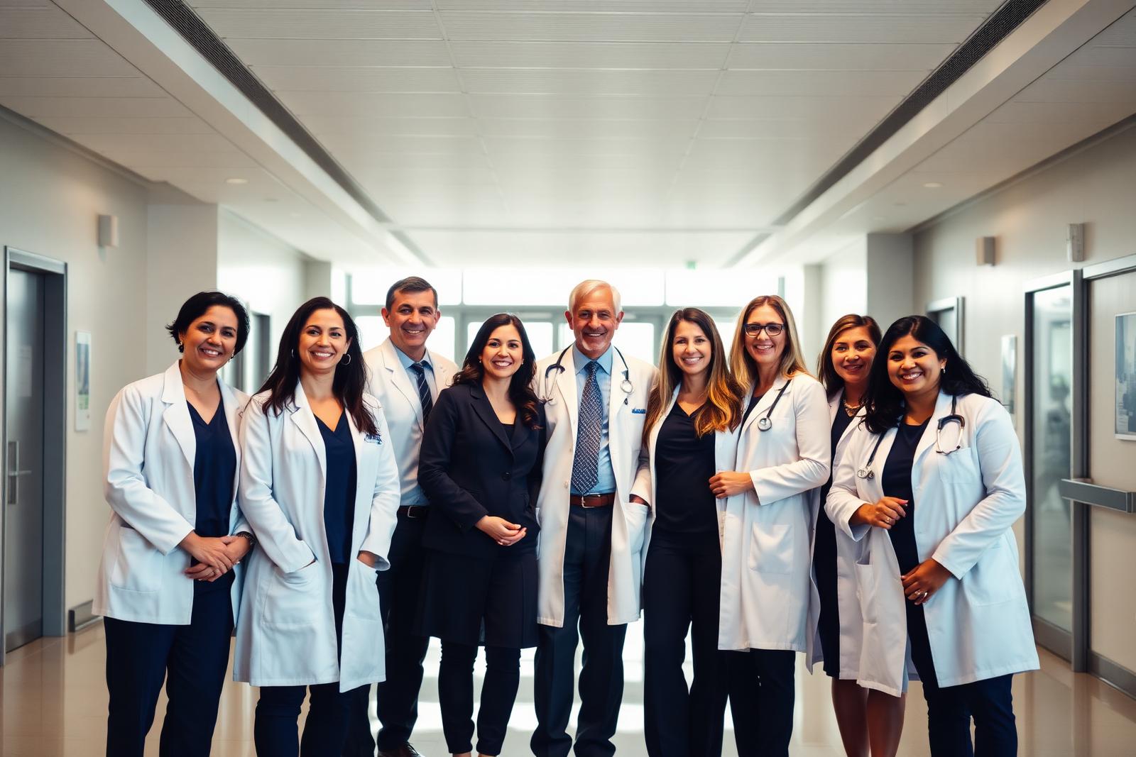 VitaLink healthcare team standing together in a hospital corridor